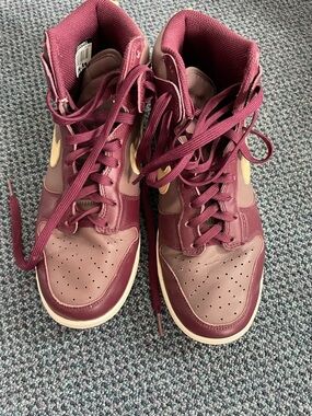 Nike Women's High-Top Sneakers in Plum Eclipse with Pale Vanilla Swoosh